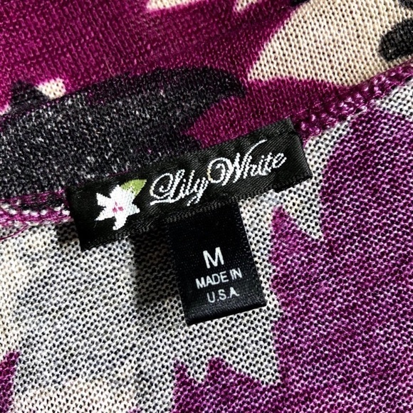 lily White Batwing Sleeve Floral Print Hi/Low Top - Picture 7 of 8